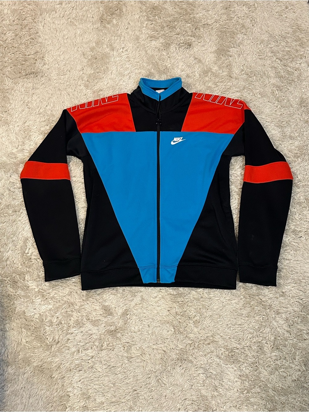 NWOT Nike Colorblock Track Jacket - Black, Blue & Red S